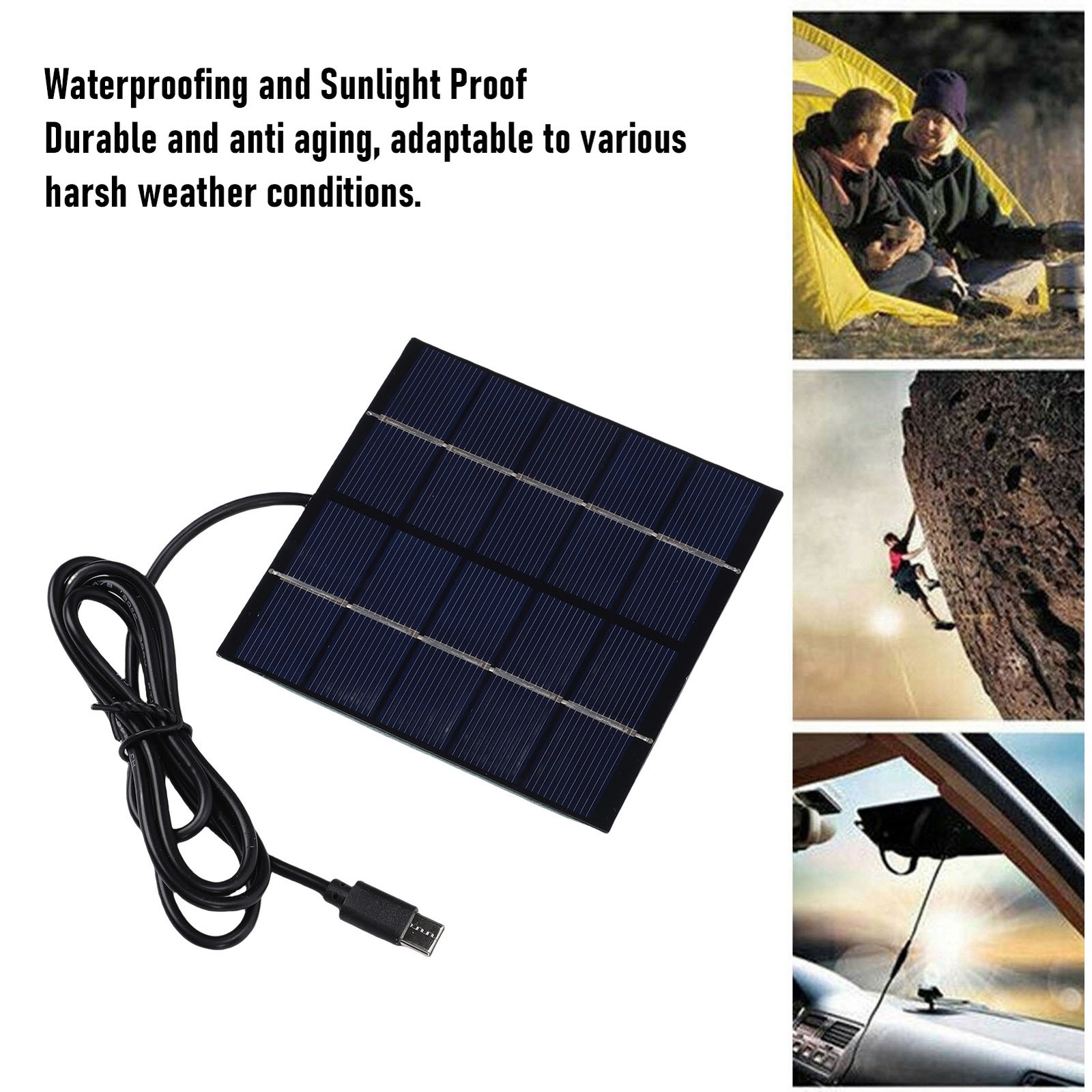 NEW Solar Charging Panel 1.5W 5V Type C Port Waterproof Phone Mini Solar Panel