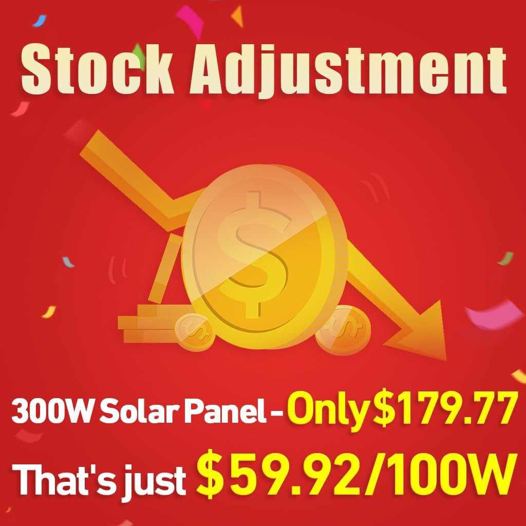 300W Portable Foldable Solar Panel Kit, Compact 19.3X37.4In Design 15.2Lb with S