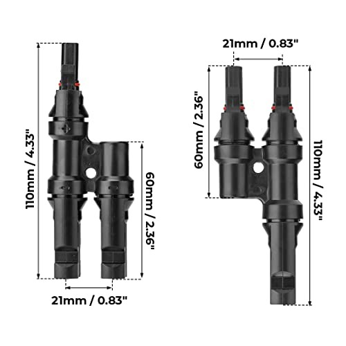 Solar Branch Connectors Y Connector for Parallel Connection 2 Pairs MMF+FFM