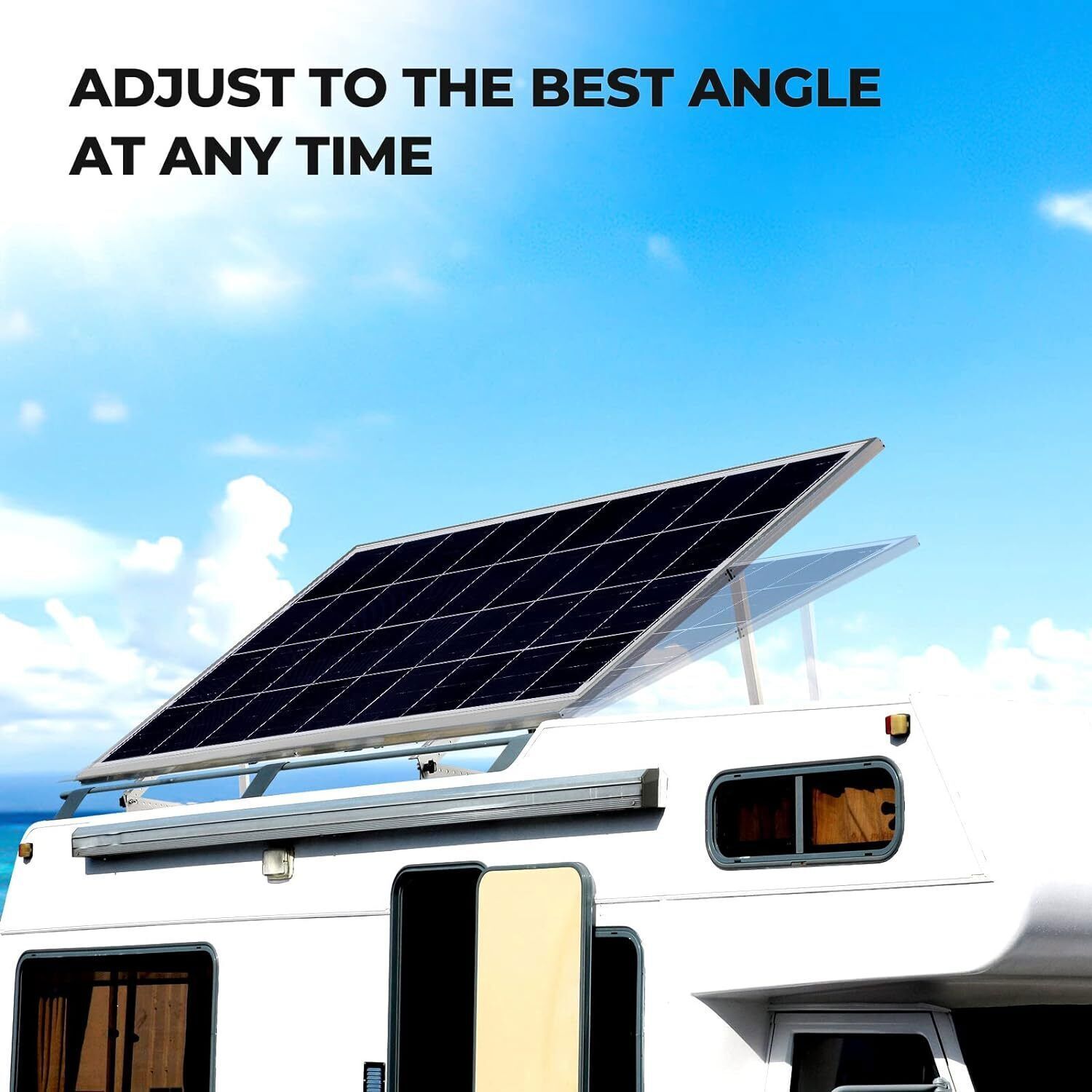 2PCS X Adjustable Solar Panel RV Tilt Mounting Rack Bracket Rooftop Flat Surface
