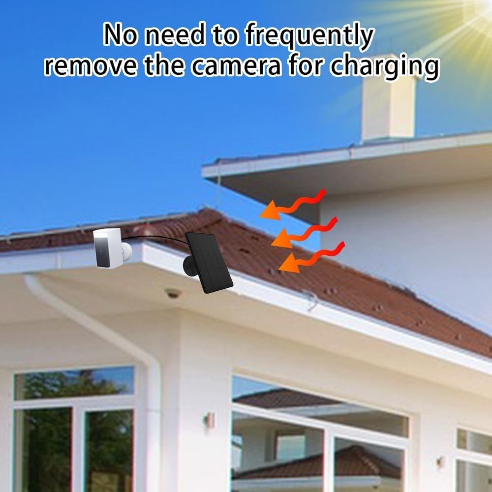 High Efficiency Solar Panel for Outdoor Security Cameras – 10ft Cable Included