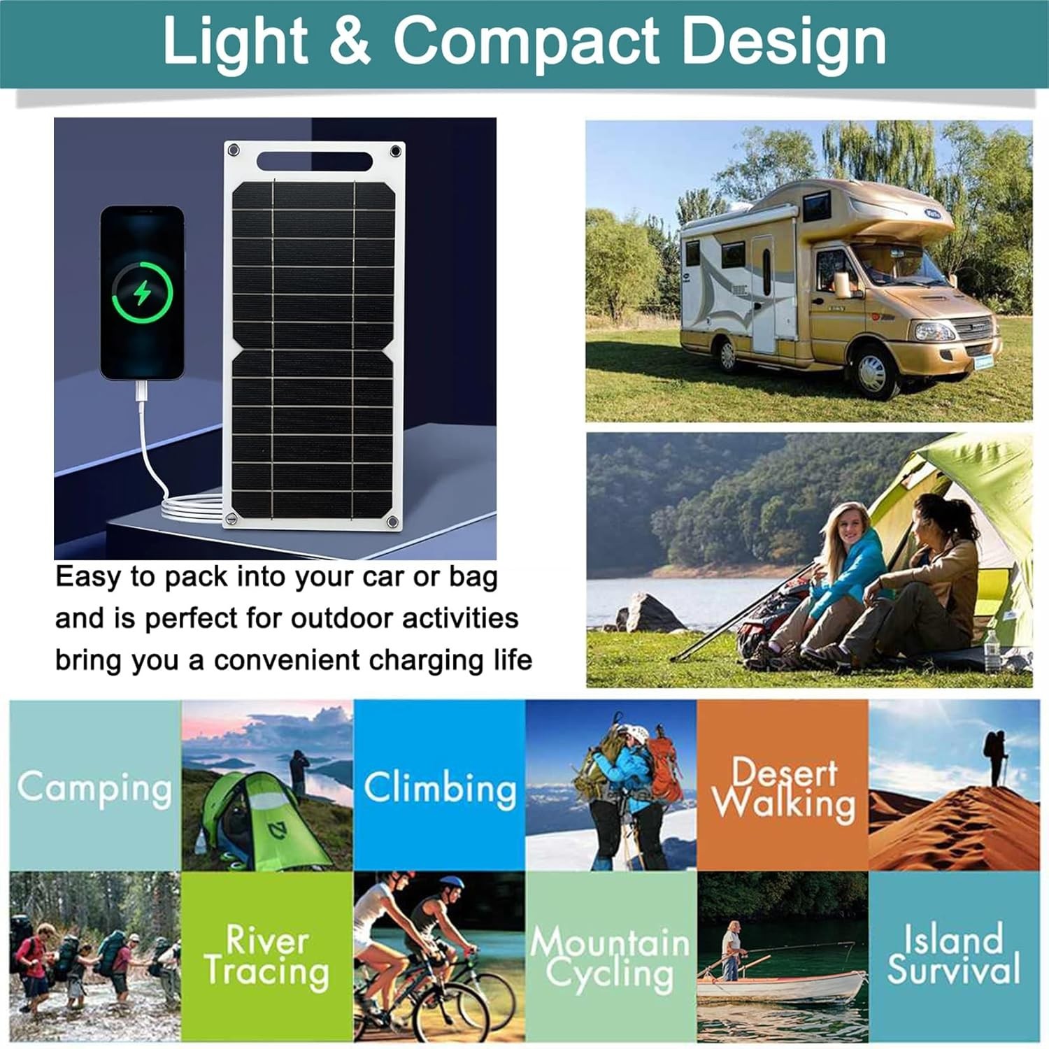 Ultra-Light 5V 6W Solar Panel Charger – Ultimate Solution for Camping and Hiking