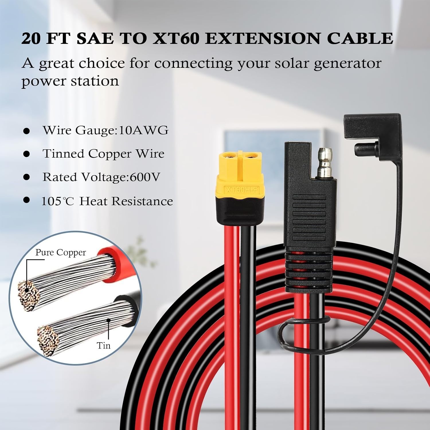 High Efficiency 10AWG SAE to XT60 Cable