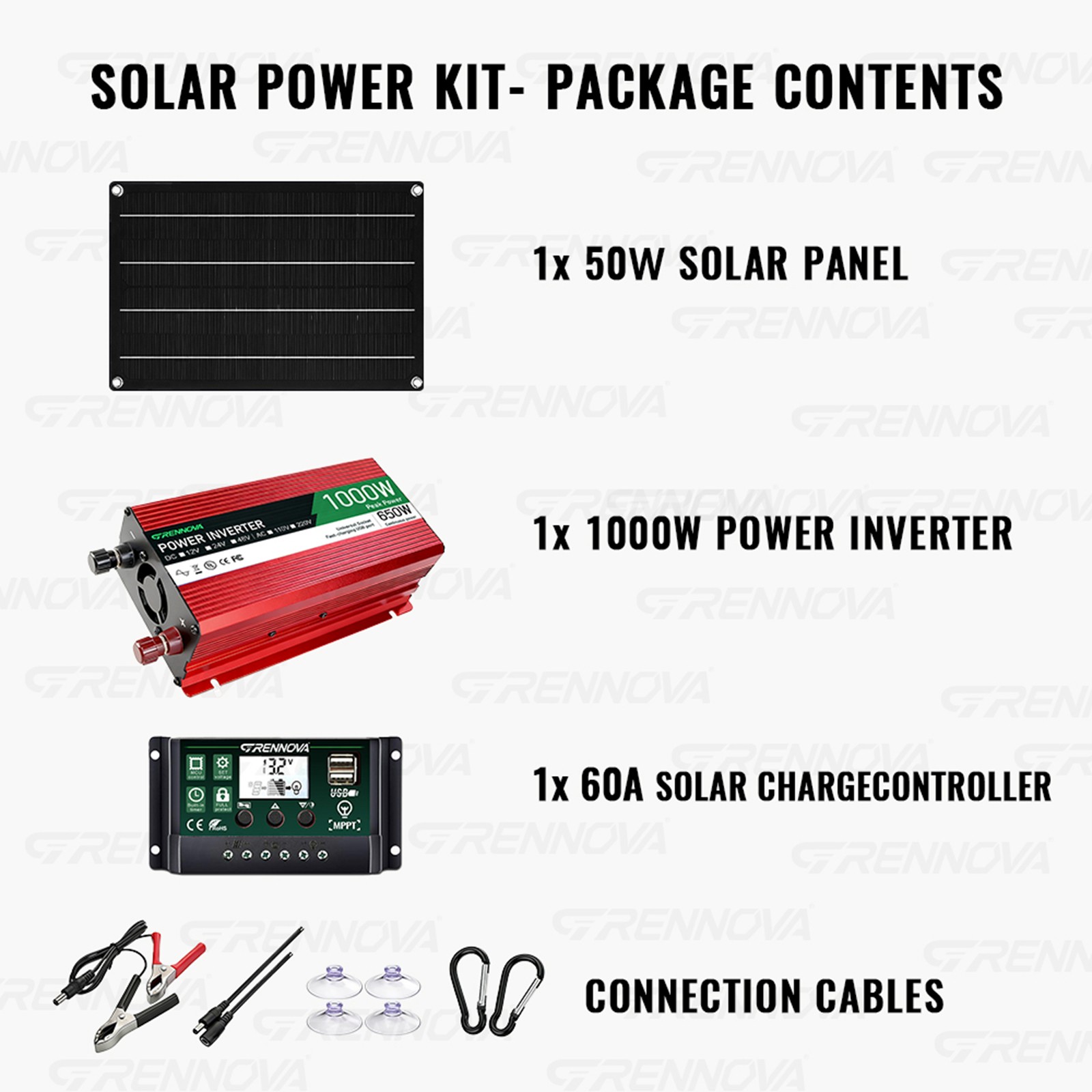 Grennova 1000W True Power Solar Kit 60A MPPT RV Off-Grid Power