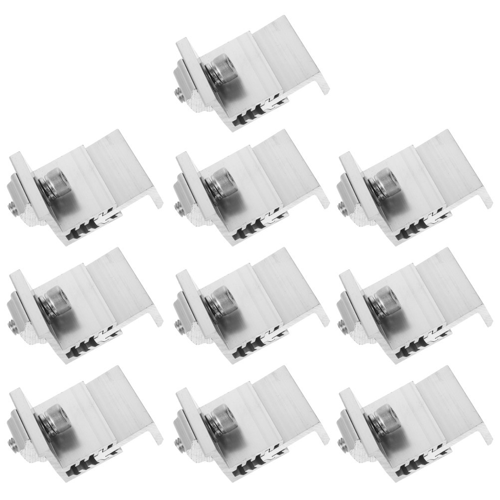 10Pcs Solar Panel End Clamp Kit Adjustable Aluminum Z Brackets with Nuts Bolts