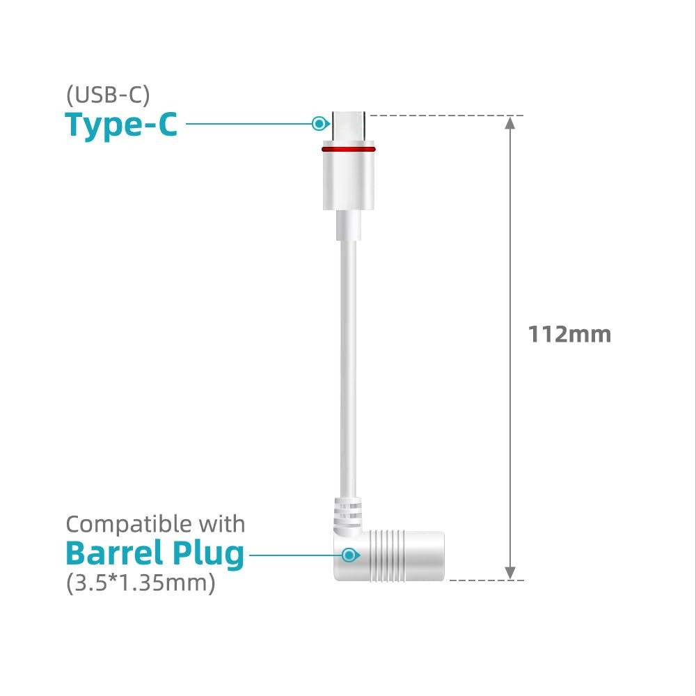 2PCS Barrel Plug to USB-C Adapter for Ring USB C Outdoor Cameras, Barrel Adapter