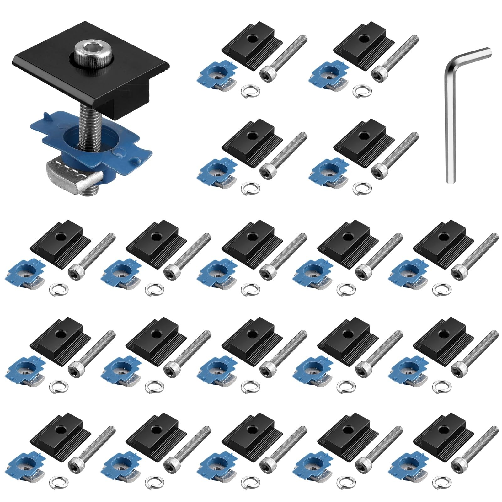 20pcs Solar Panels Mid Clamps for Unistrut, Aluminium 30mm/35mm Solar Panel B…