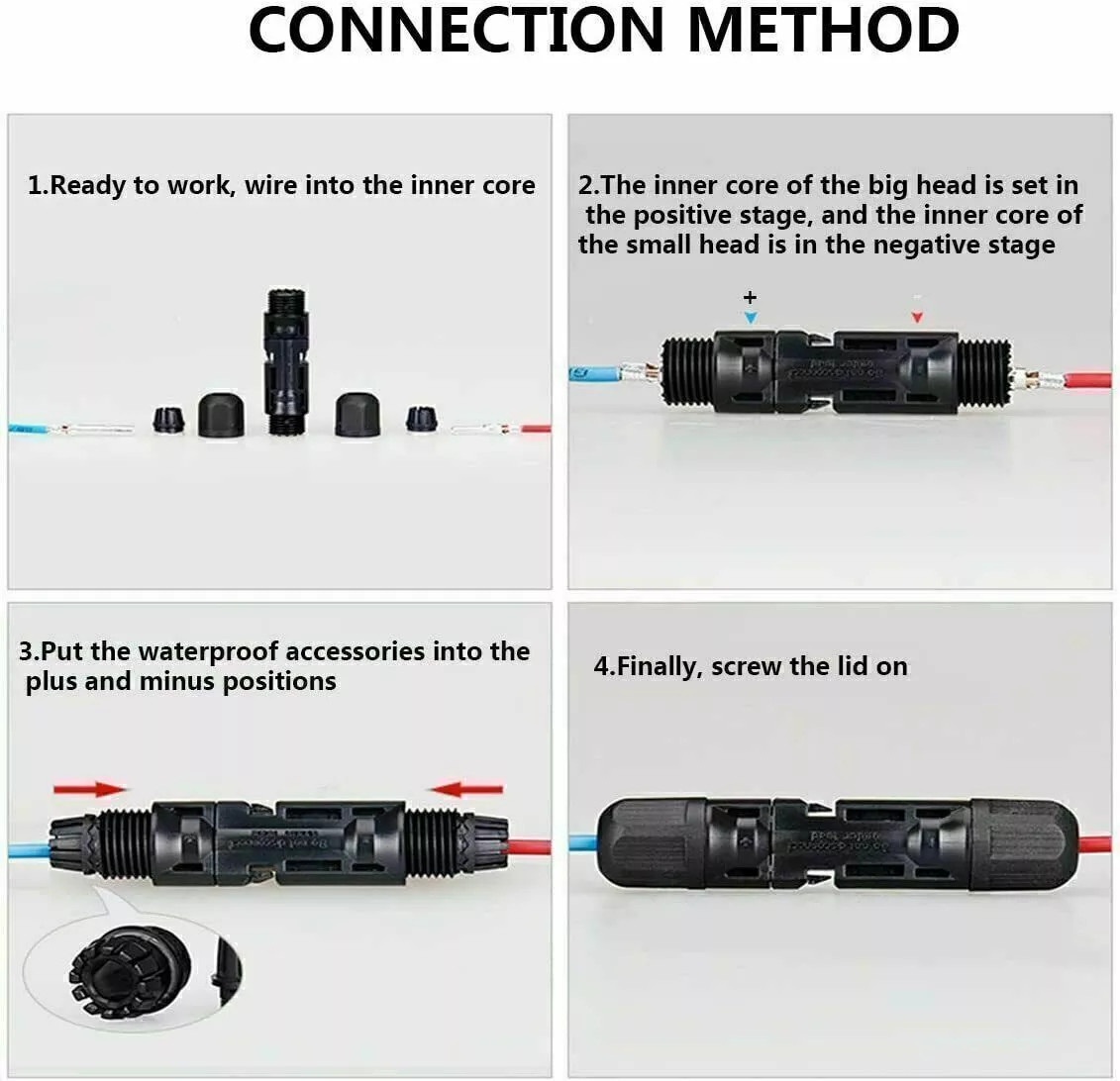 10-500 Pairs Male Female Solar Cable Connectors Socket Plug For DIY Solar Panel