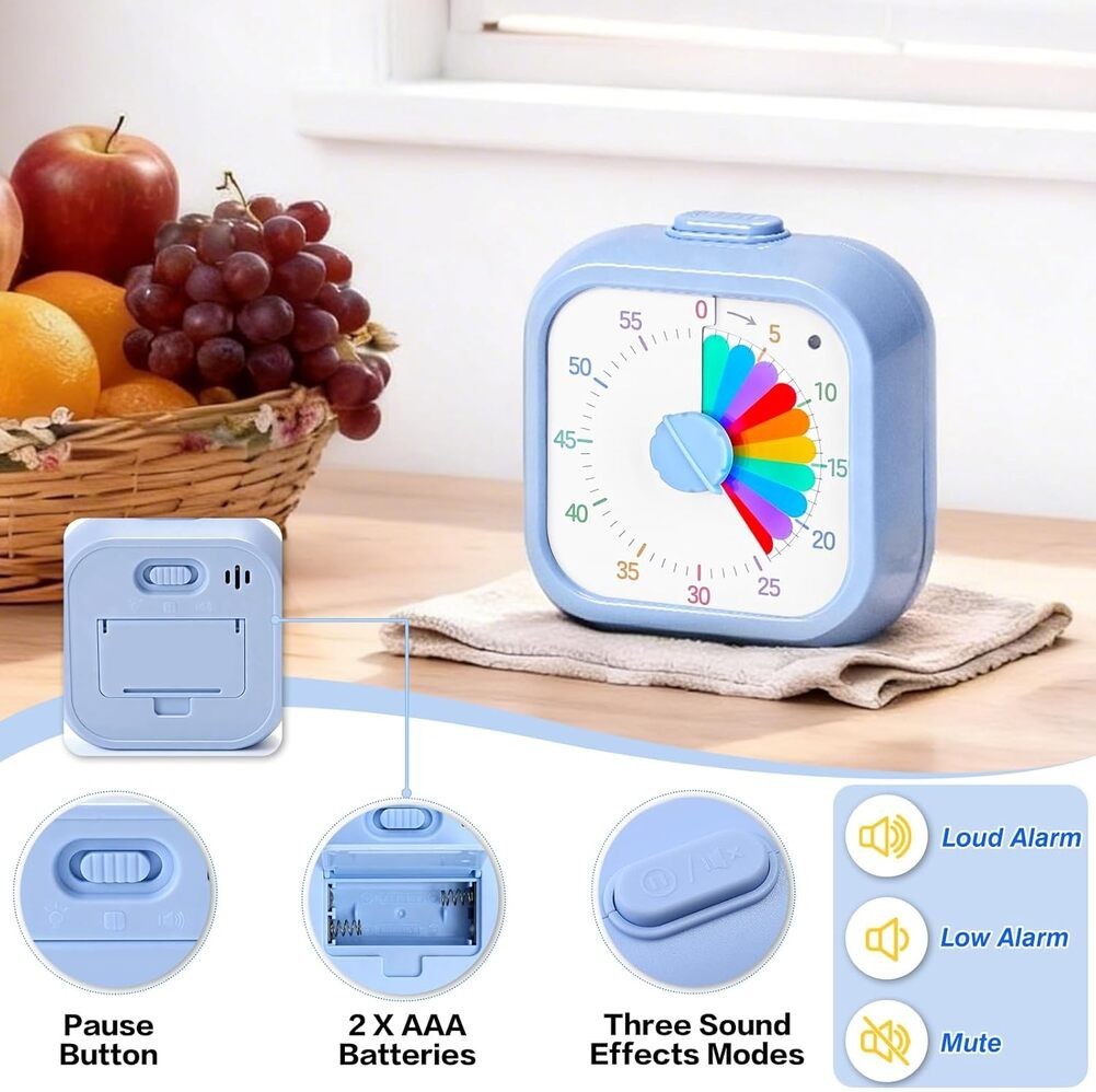 60 Minute Visual Timer for Children Rainbow Square Desktop Timer ABS Material
