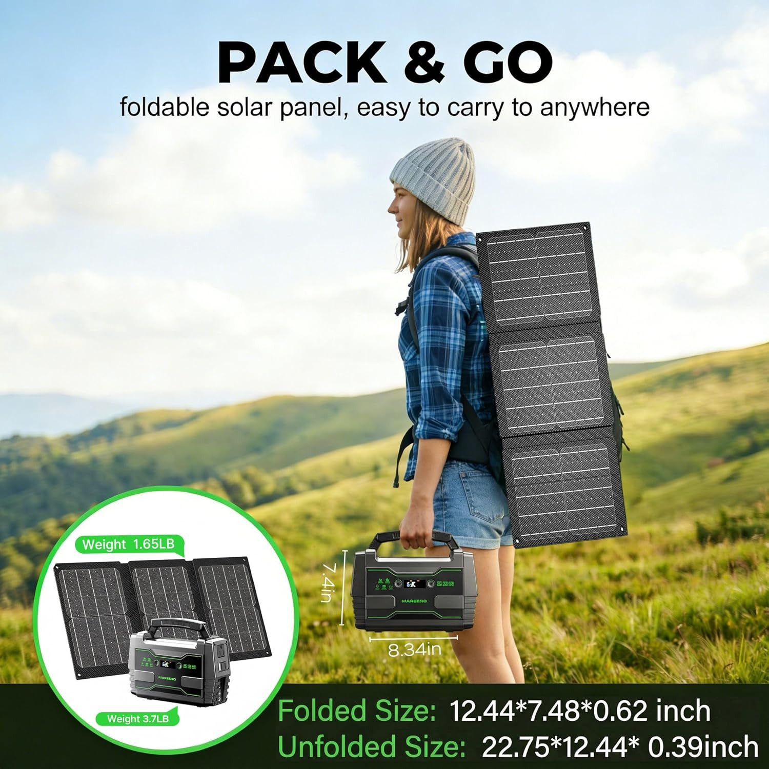 Solar Generator 155Wh with 30W Solar Panel Portable Power Station with 2X 100W A