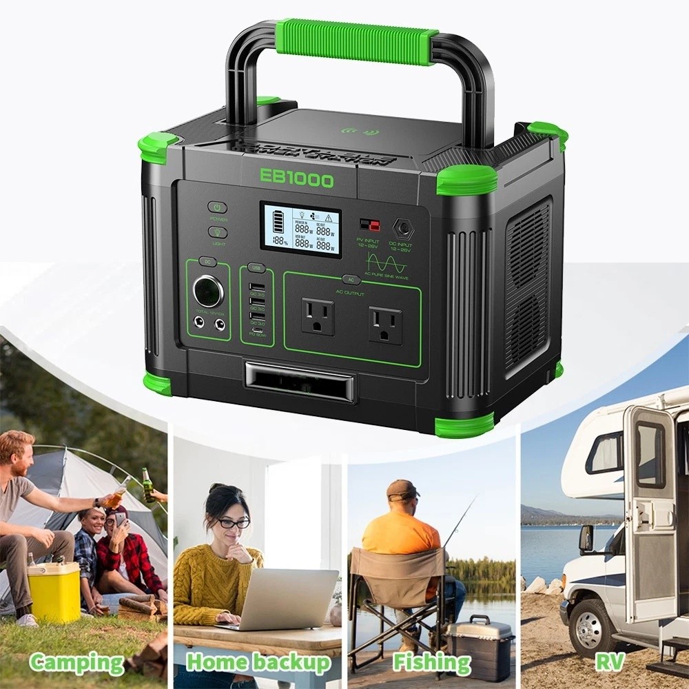 1000W 999Wh Charger Generator Power Station Portable LiFePo4 Battery For Travel