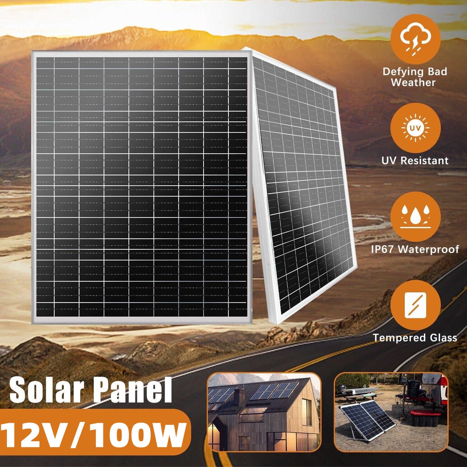 100W Solar Panel Off Grid System Solar Module PV Panel for Caravan House Boat RV