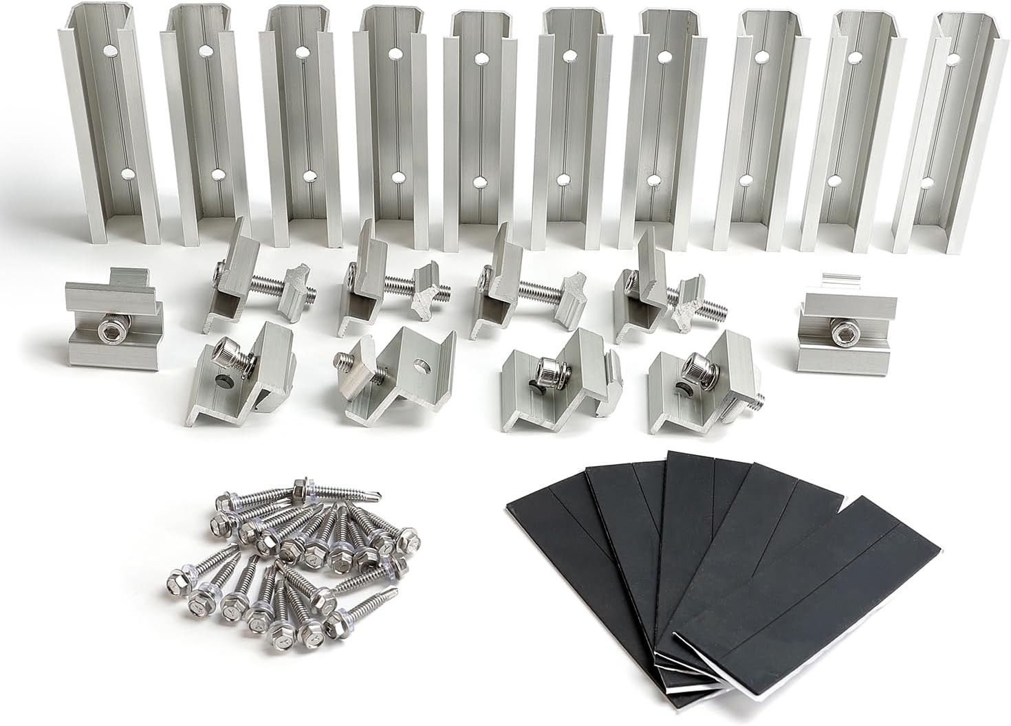 Solar Panel Mounting Brackets Mid and End Clamps and Rails Kit for Roofing So…