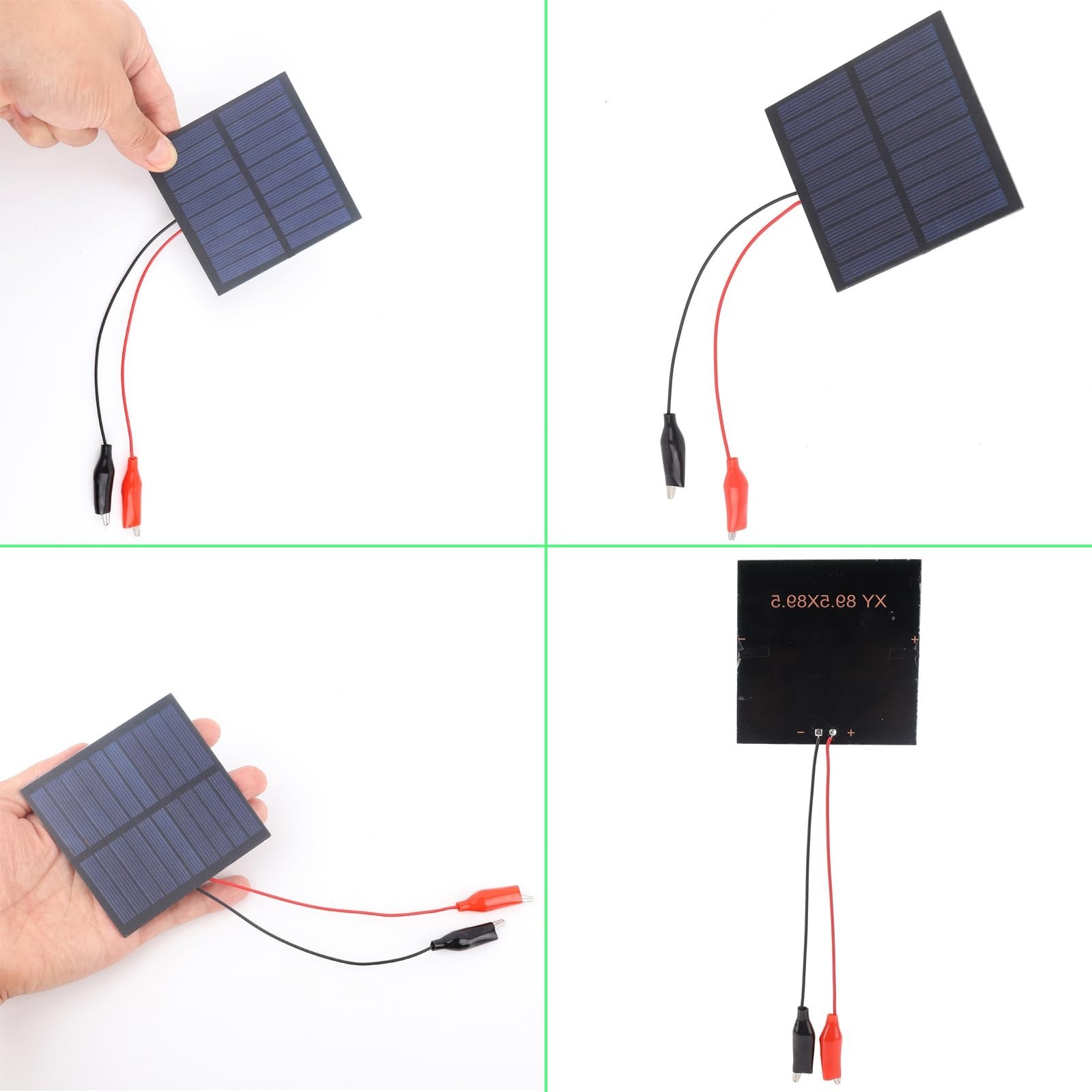 5 Pcs Mini Solar Panels 1W 5V 200mA Photovoltaic Charger Kits with Clips