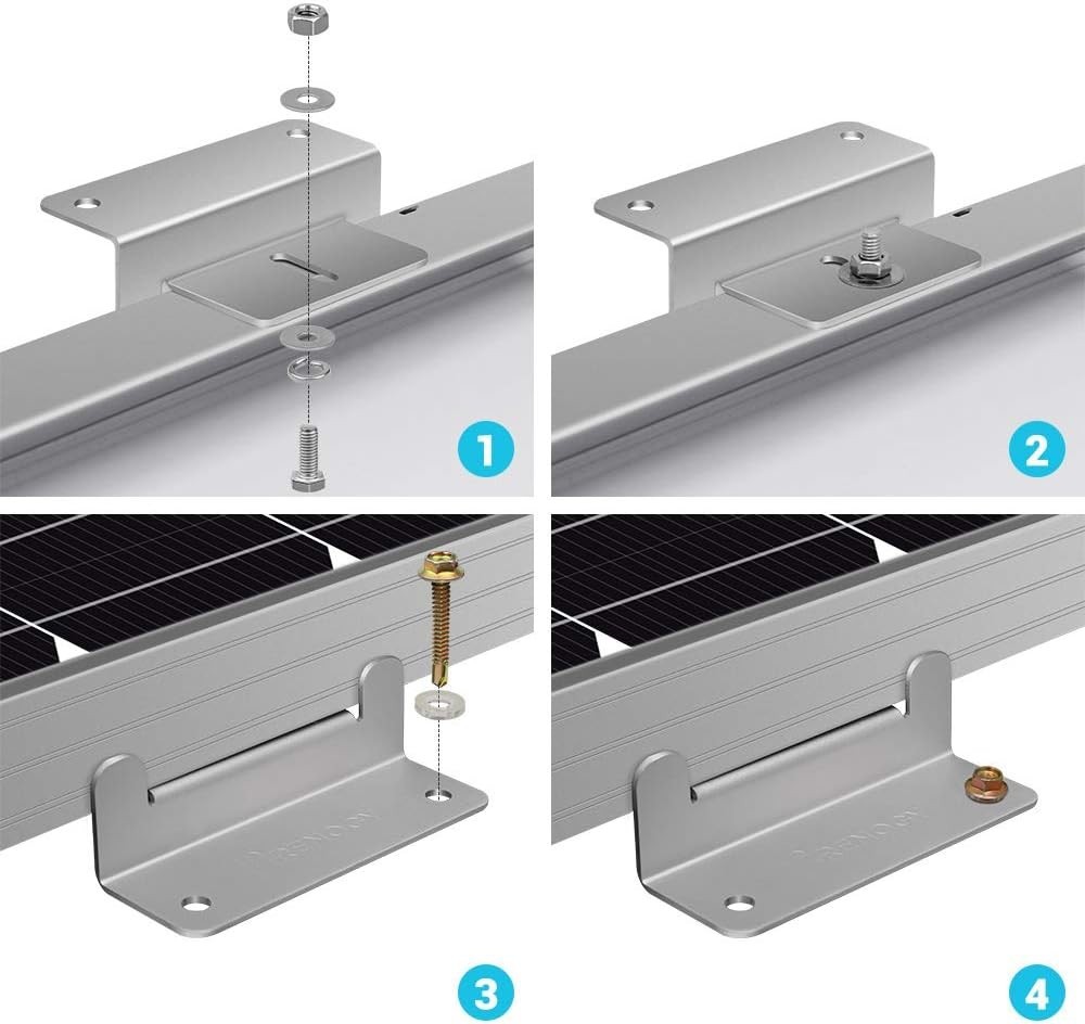 Easy Install Solar Panel Z Bracket Set for Trailers and Yachts – Gray Finish