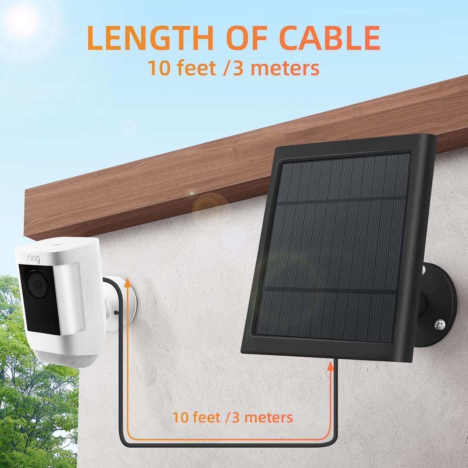 1 Pack 4W Solar Charger for Ring Spotlight & Stick Up Outdoor Cam, Black, Hig…