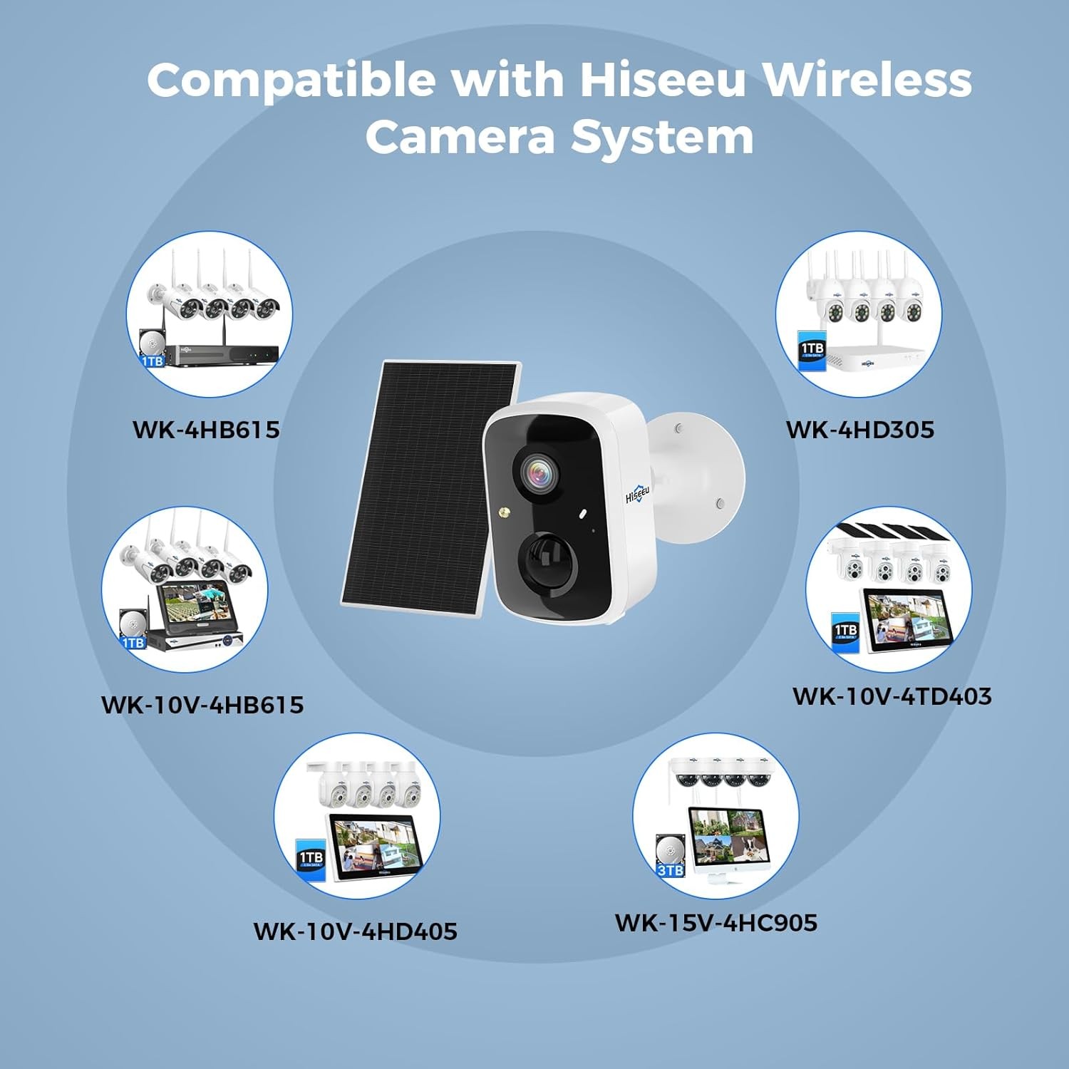 Hiseeu Solar Security Cameras Wireless Outdoor 2 Pack, Battery Powered 3K 4MP wi