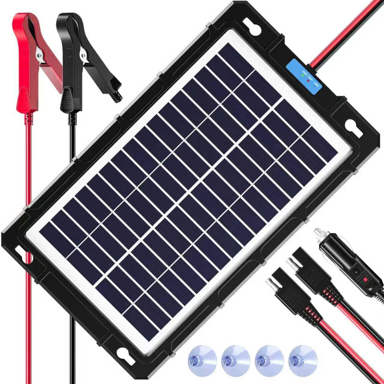 8W 12V Solar Battery Charger & Maintainer, Waterproof Solar Panel Trickle Chargi
