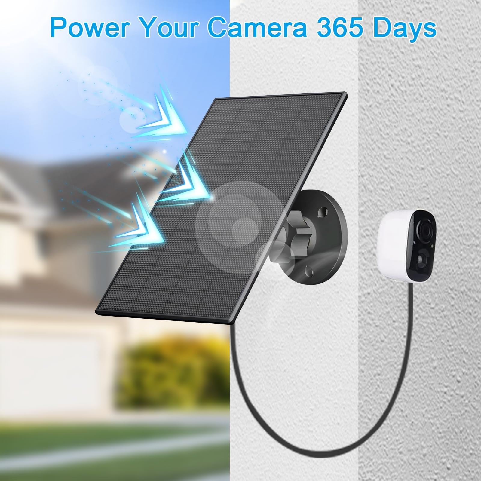 2W Solar Panel for Outdoor Security Cameras, USB/Type-C Charger, IP65 Waterproof