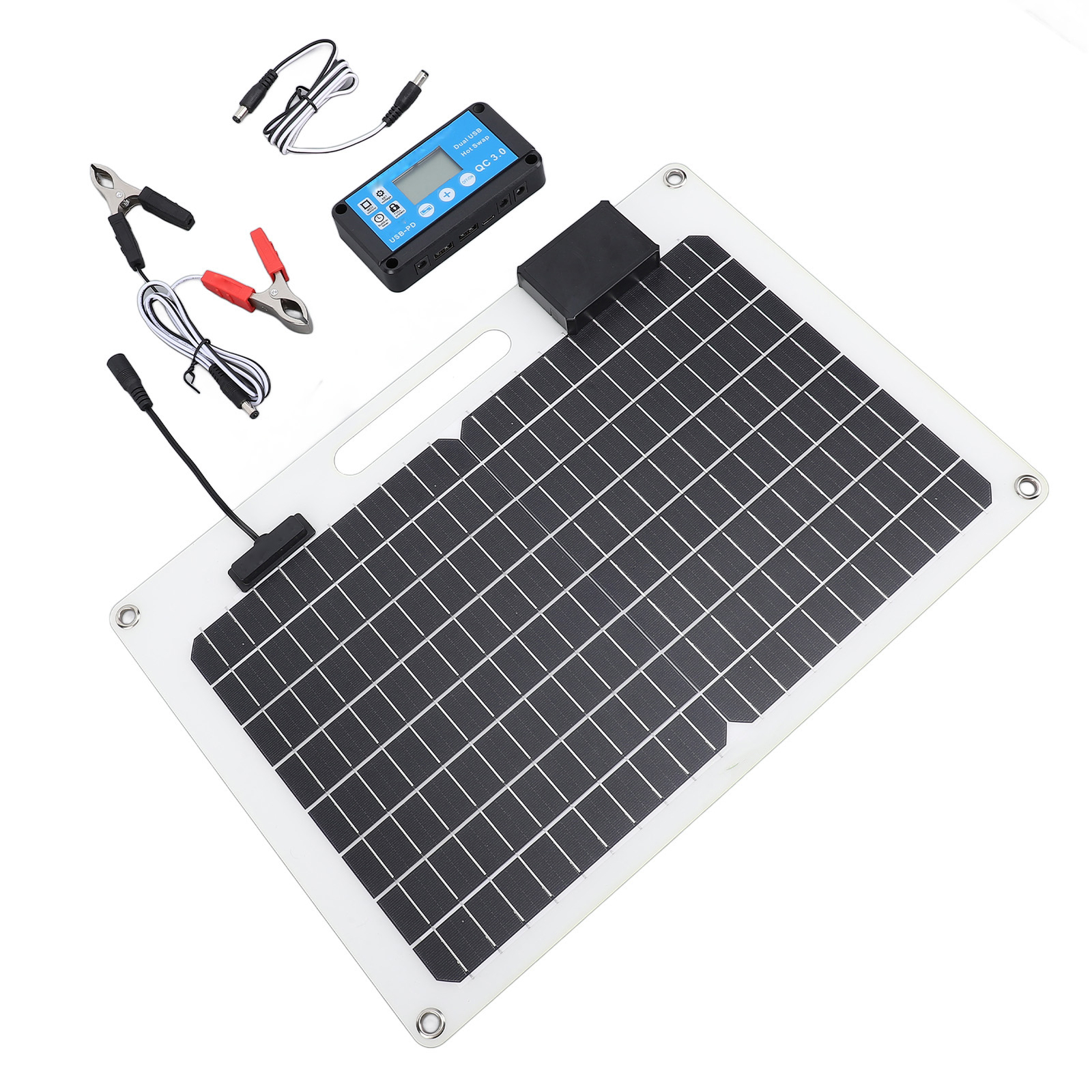 Solar Panel Battery Charger 100W Monocrystalline Silicon 12V 24V Dual USB 100