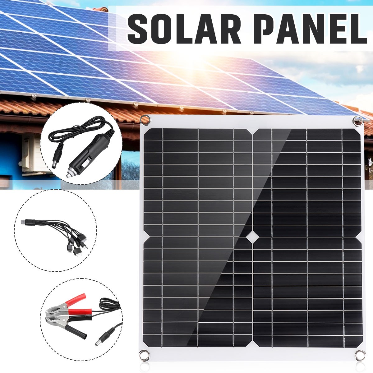 30W Poly Solar Panel Battery Charging Kit Solar power Bank Boat Caravan Home