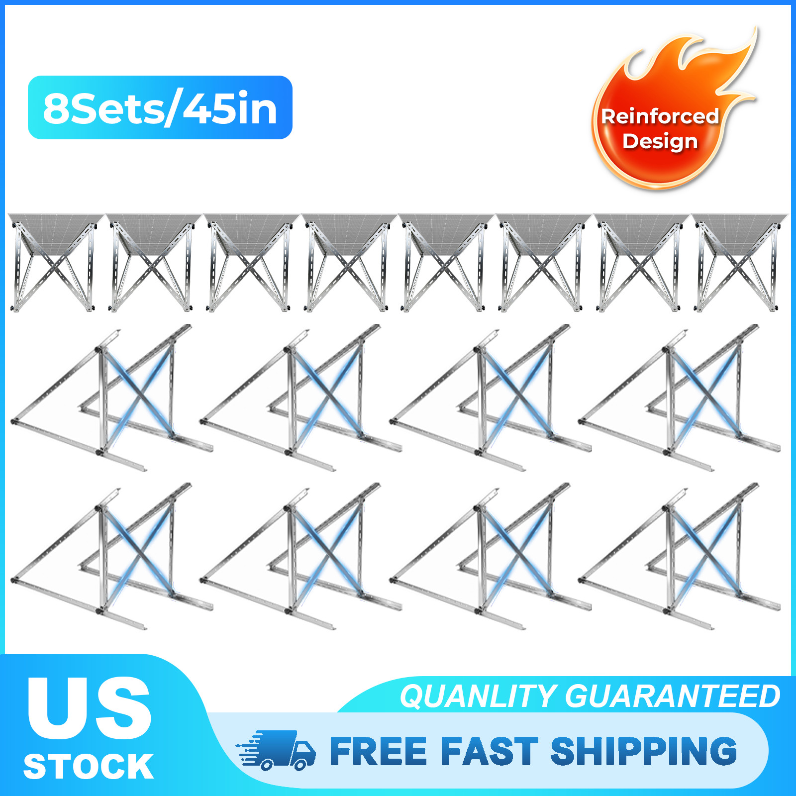 Adjustable Solar Panel Tilt Mount Brackets Aluminum RV Roof Rack Off-Grid US