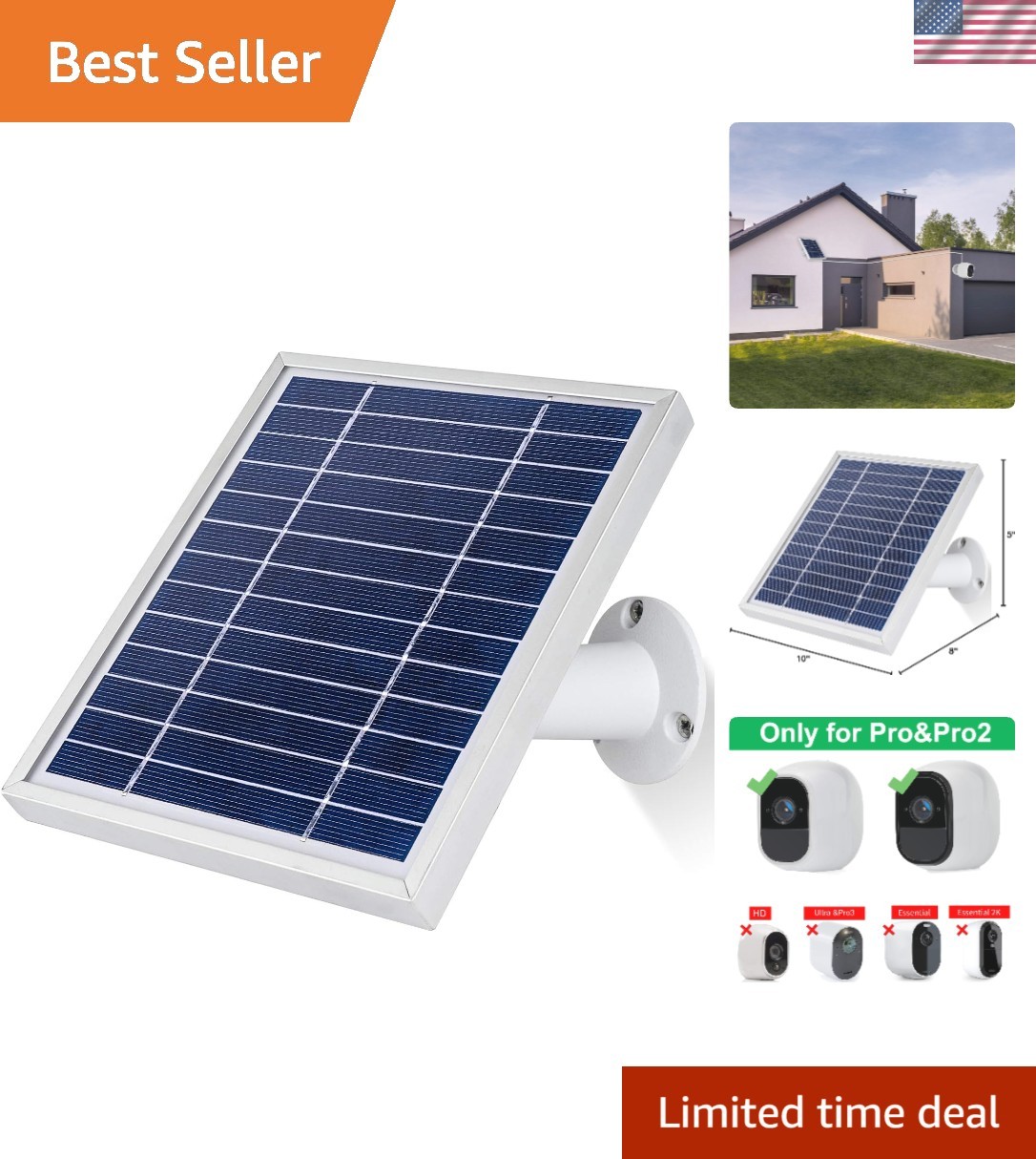 Sleek 11.8Ft Solar Panel Kit for Arlo Pro with Free Adjustable Mounting Options