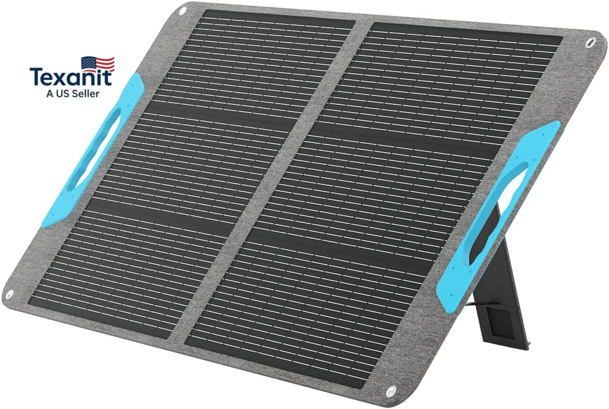 100 Watt Solar Panel, N-Type 100W Portable Solar Panels W/Kickstands, Foladable