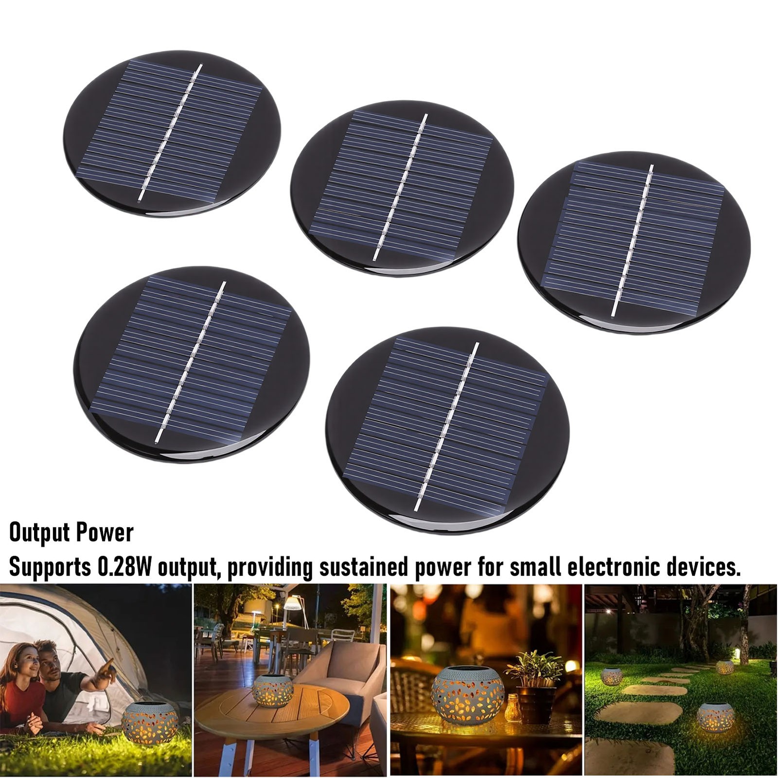 5pcs Round Monocrystalline Silicon Solar Panel For Small Devices PWJM