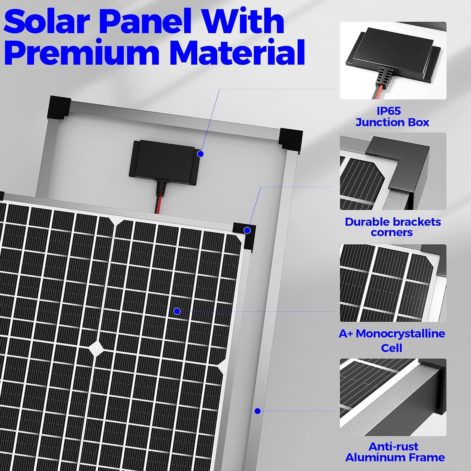 VOLTSET 30W/50W Solar Panel Kit, 12V Solar Battery Charger Maintainer for RV
