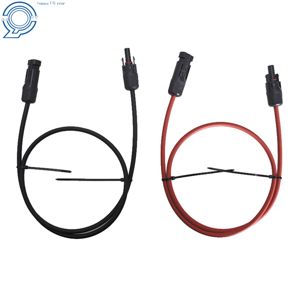 1 Pair 3 Feet Solar Panel Extension Cable Wire Connector 10 AWG Black + Red