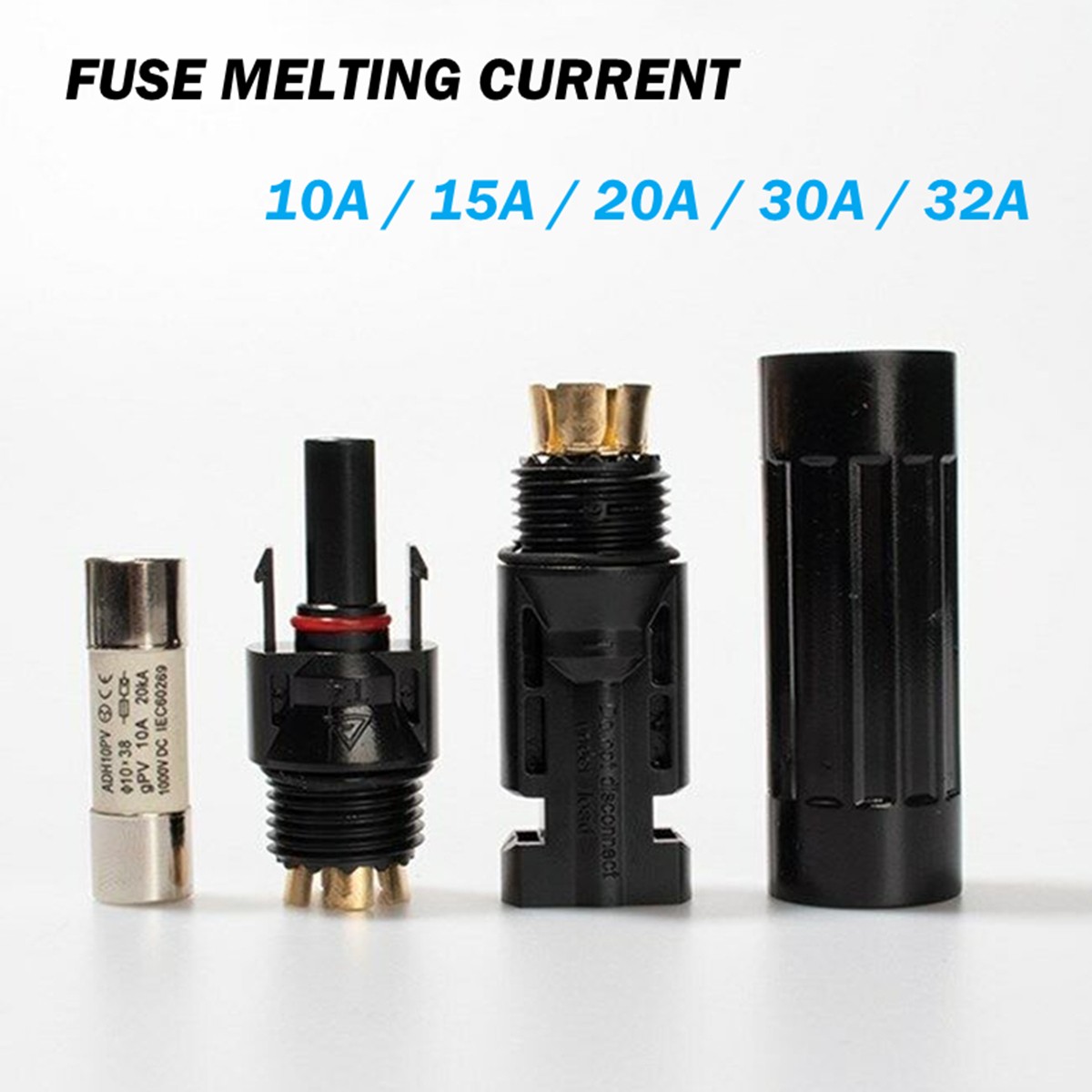 10A 15A 20A 30A 32A Solar Fuse in-line Fuse Holder Connector for PV Panel System