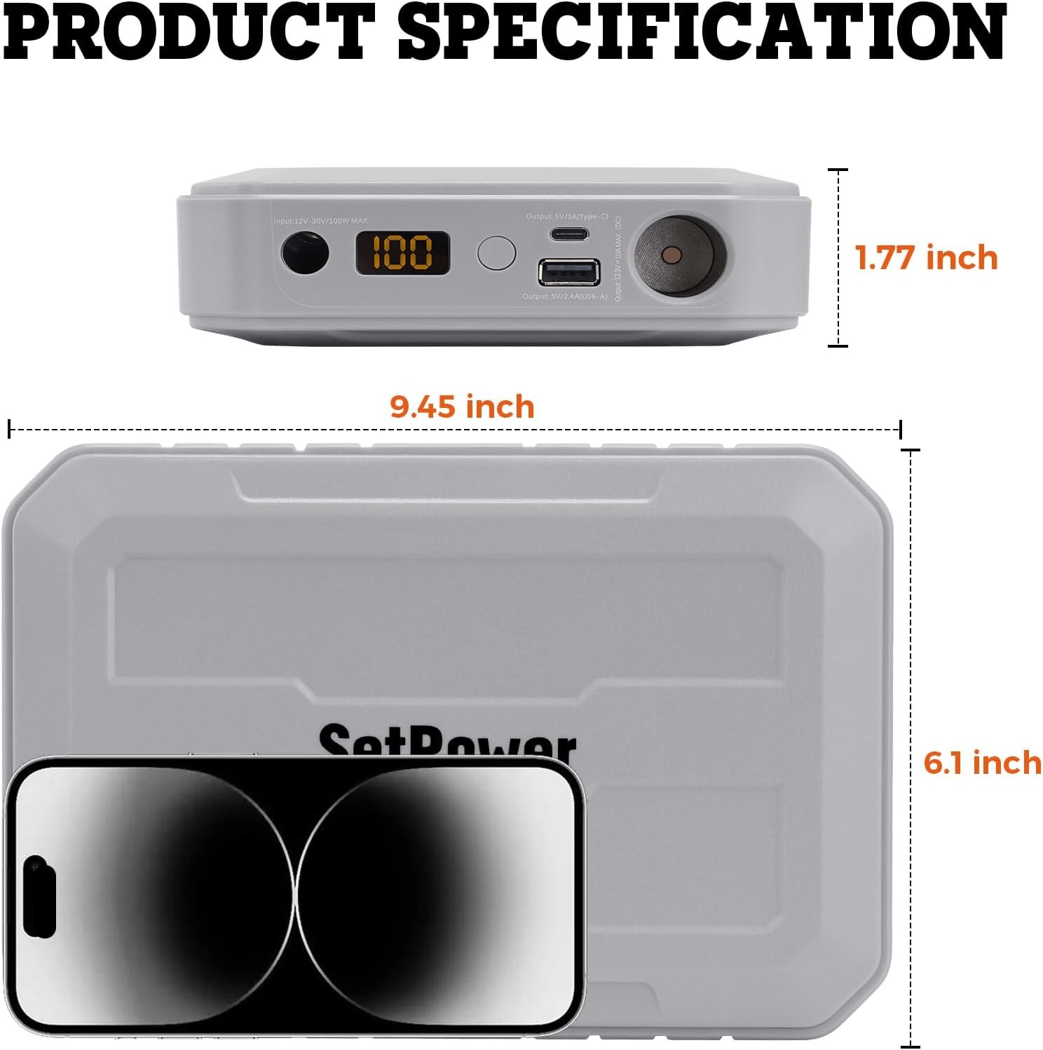 Setpower PG216Wh Portable Power Station Magnetic Bank for Fridge