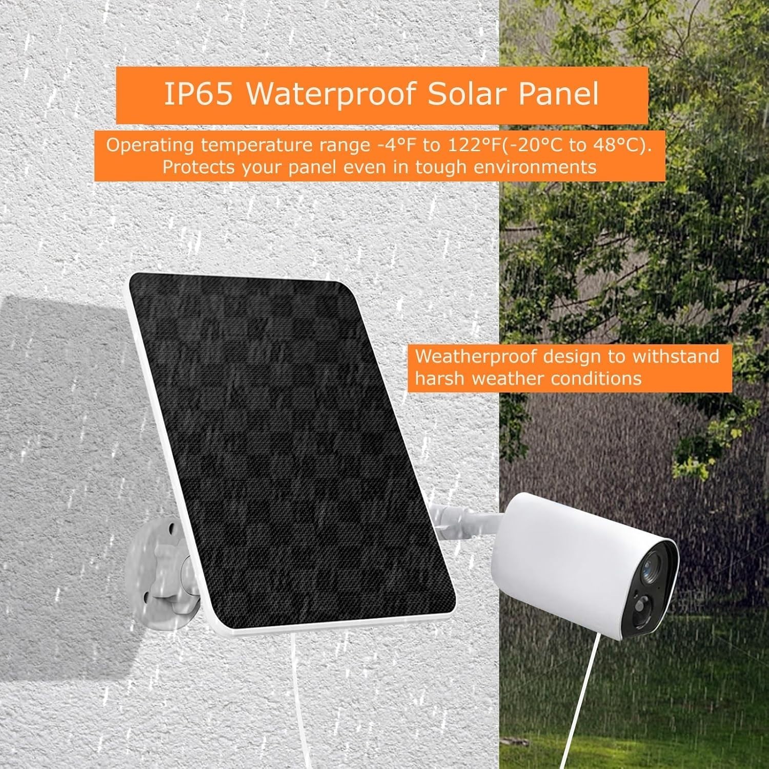 6W Solar Panel for Security Cameras and Outdoor Lights – Waterproof, 2 Pack