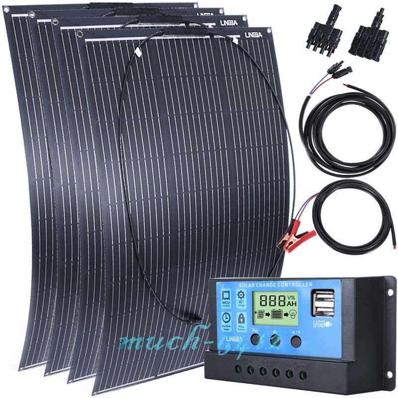 400W 200W 100W Solar Panel Kit Mono Flexible Camping Home RV Charging Off-Grid