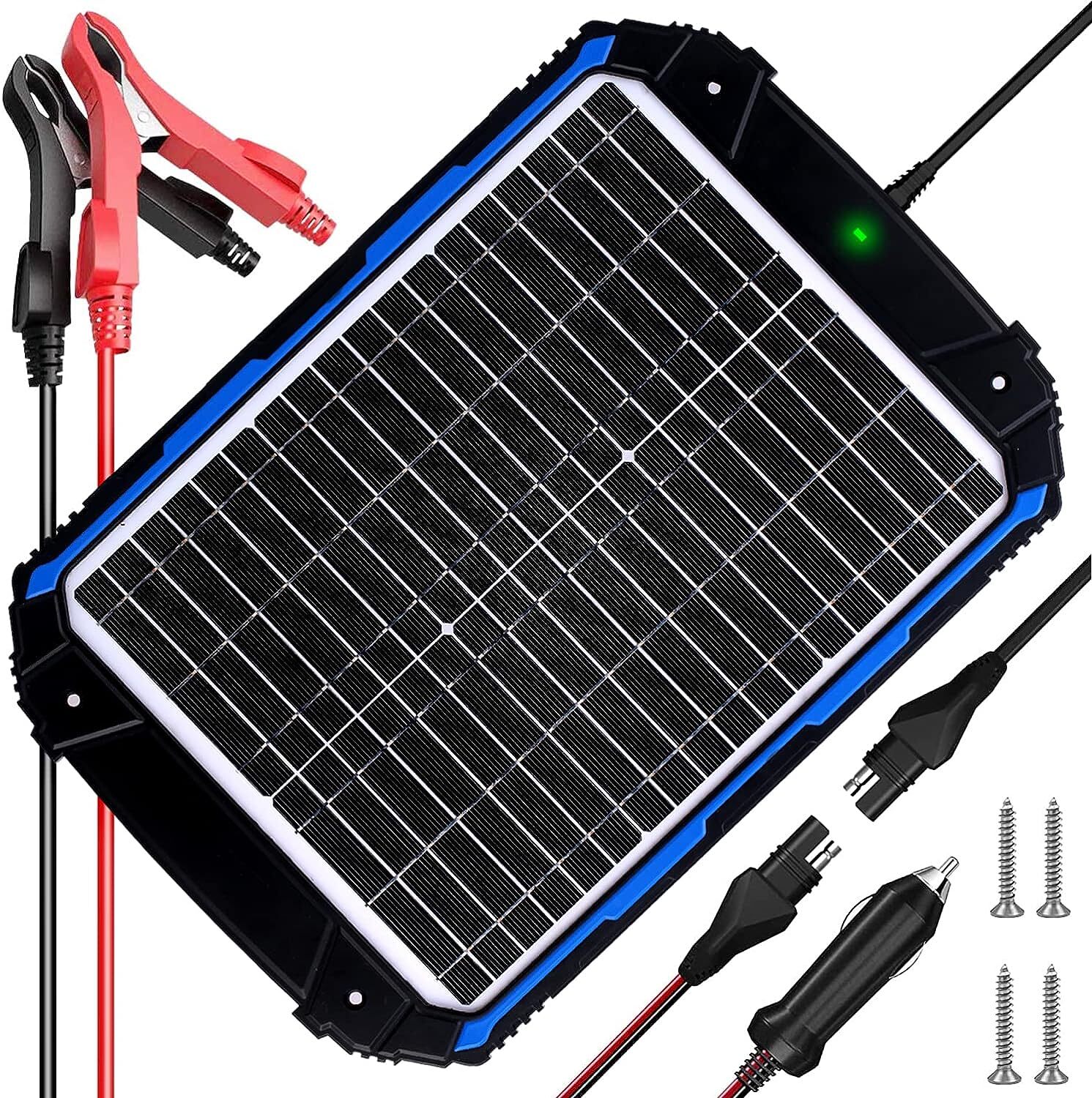 SUNER POWER 20W 12V Solar Battery Trickle Charger & Maintainer PRO, Built-in