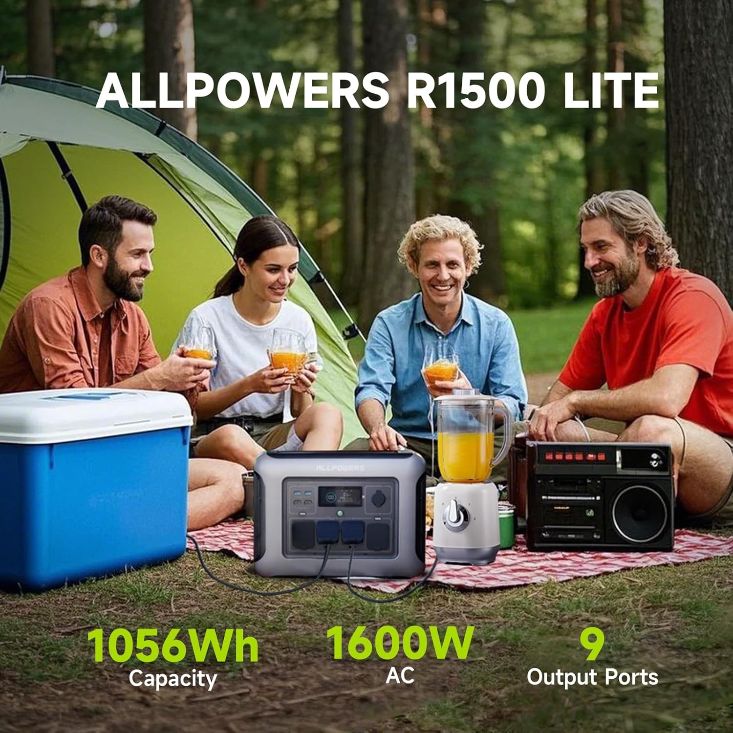ALLPOWERS 1600W Portable Power Station Solar Generator AC + Flexible Solar Panel