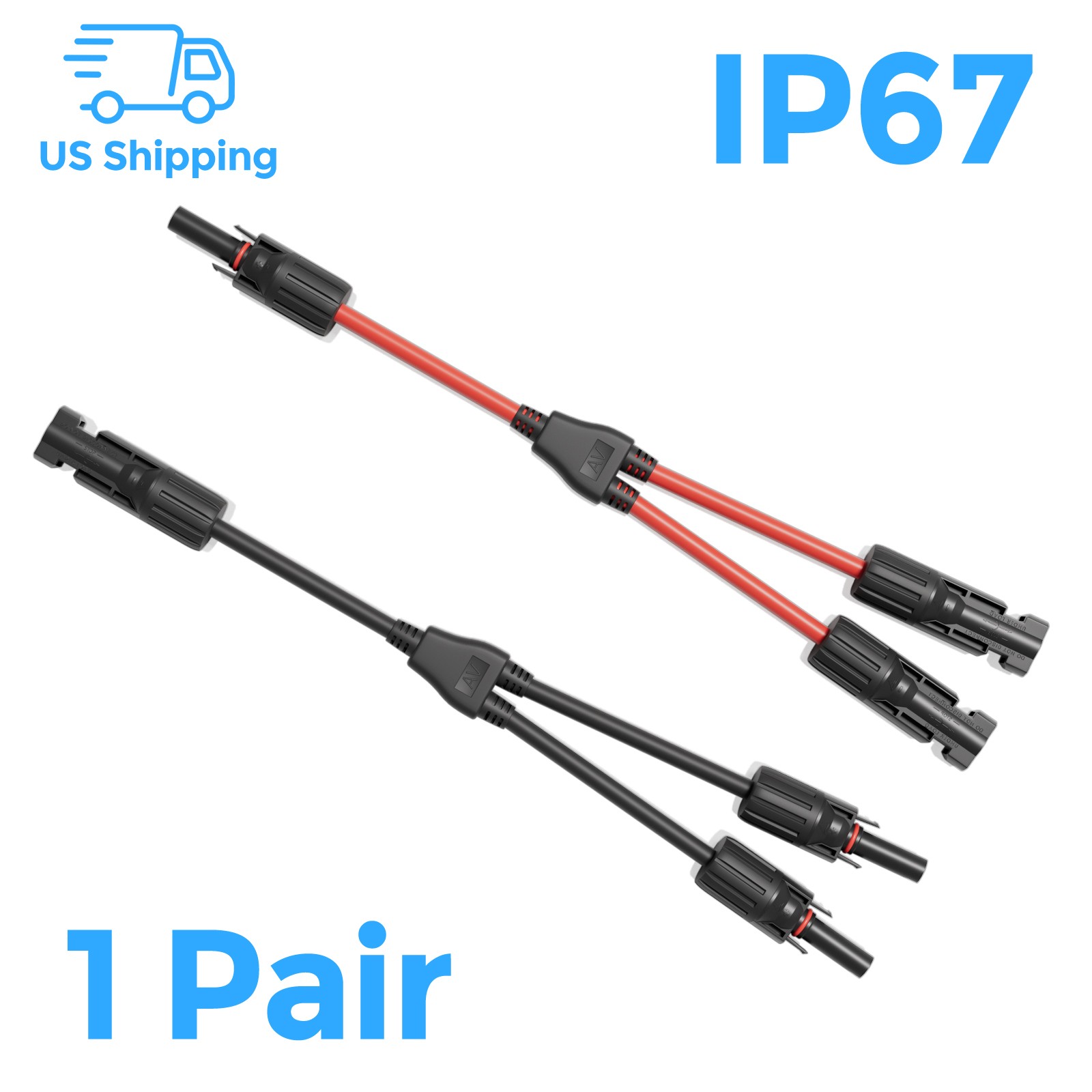Solar Panel Y Branch M/F PV Connector Adapter Cable Connectors Extension US