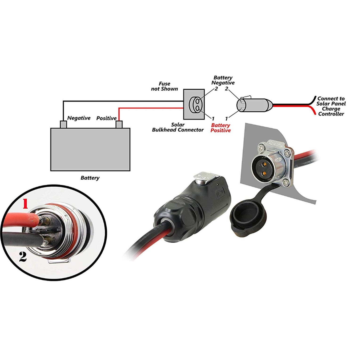 10AWG 2 Pin Power Industrial Circular Connector to Solar Cable Adapter for So…