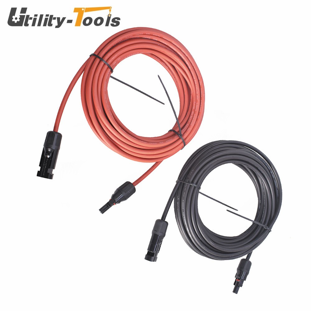 12 AWG 20 FT High Quality Solar Panel Extension Cable Wire Connector Black + Red