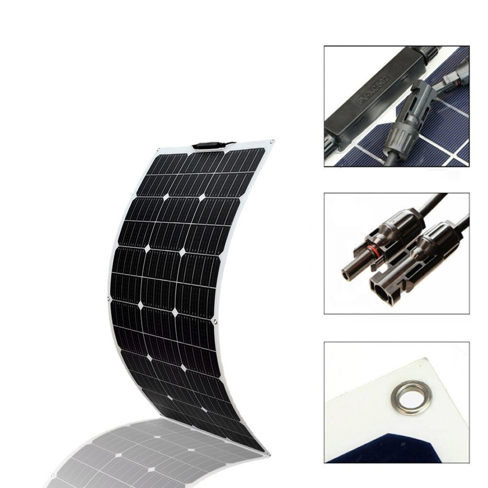 100W 18V Flexible Monocrystalline Solar Panel Module Marine Boat RV Car US
