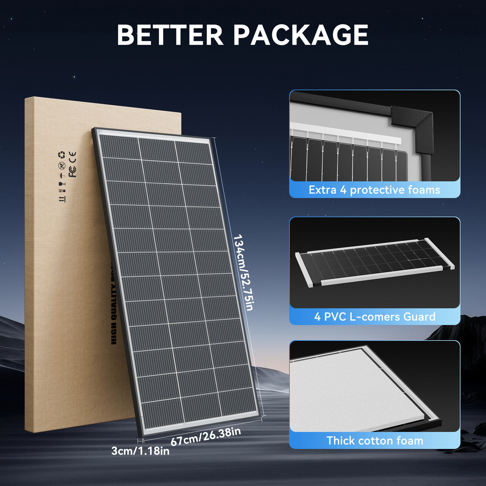 Bifacial Solar Panel 200W 12V Solar Battery Home PV Off-Grid Boat Power Charger