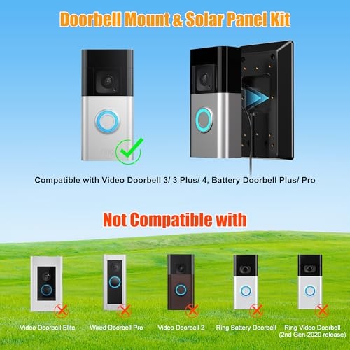 Solar Panel Charger for Ring Video Doorbell 3/3+/4, Battery Doorbell Plus/Pro