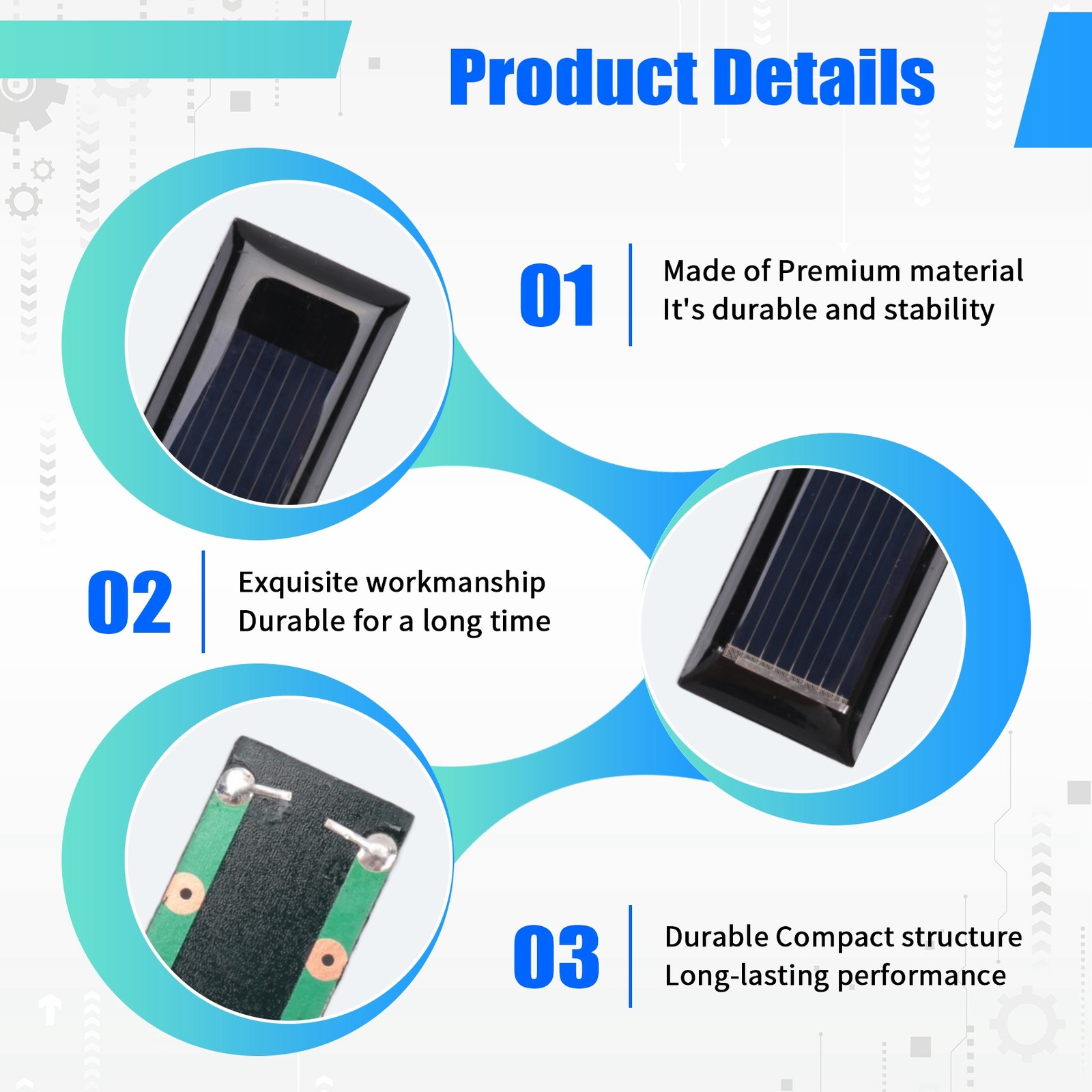 10Pcs Solar Panel 0.5V 100mA Solar Cells Photovoltaic panels Module Sun 9854