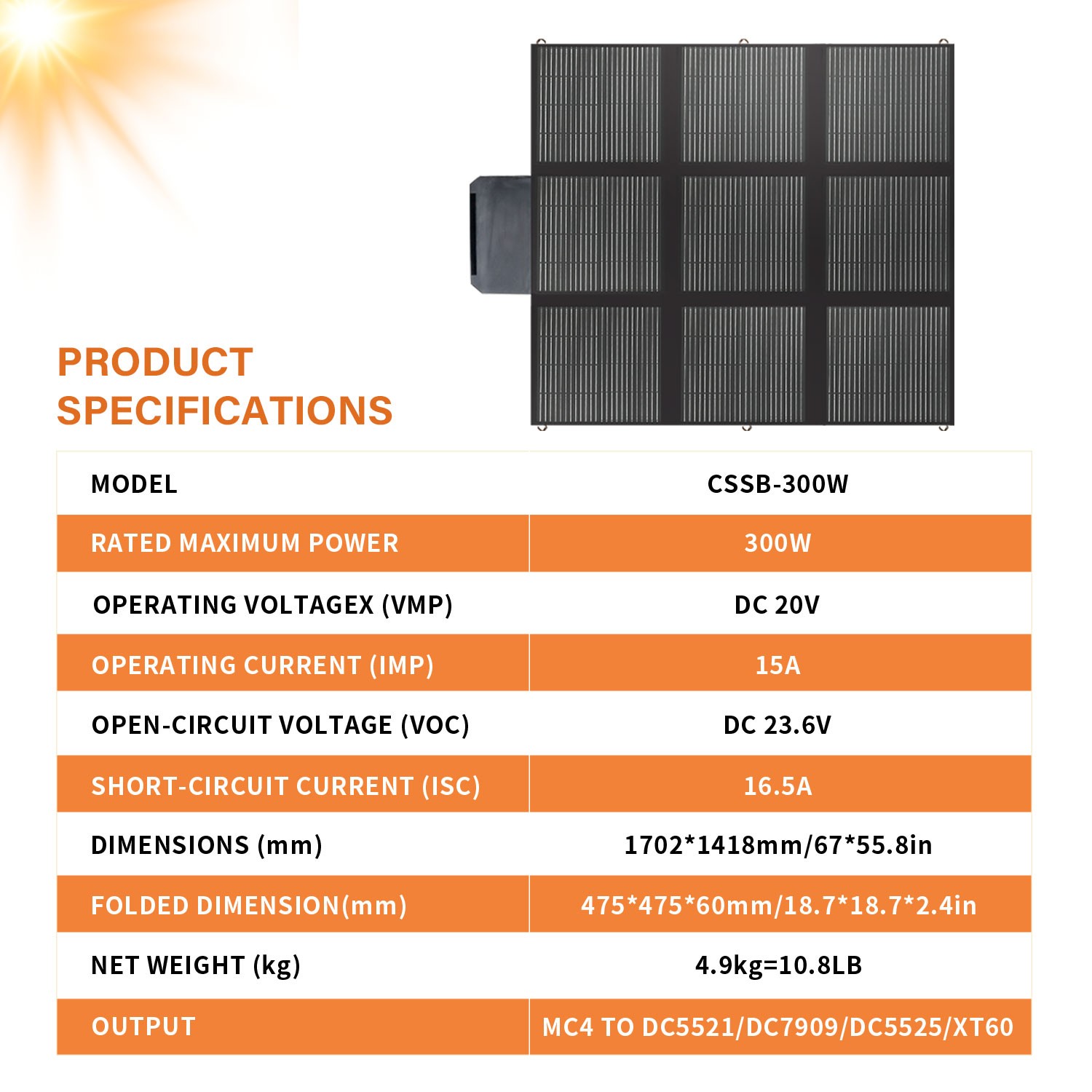 500W 400W 300W Foldable Portable Solar Panel for Power Station Charging Camping