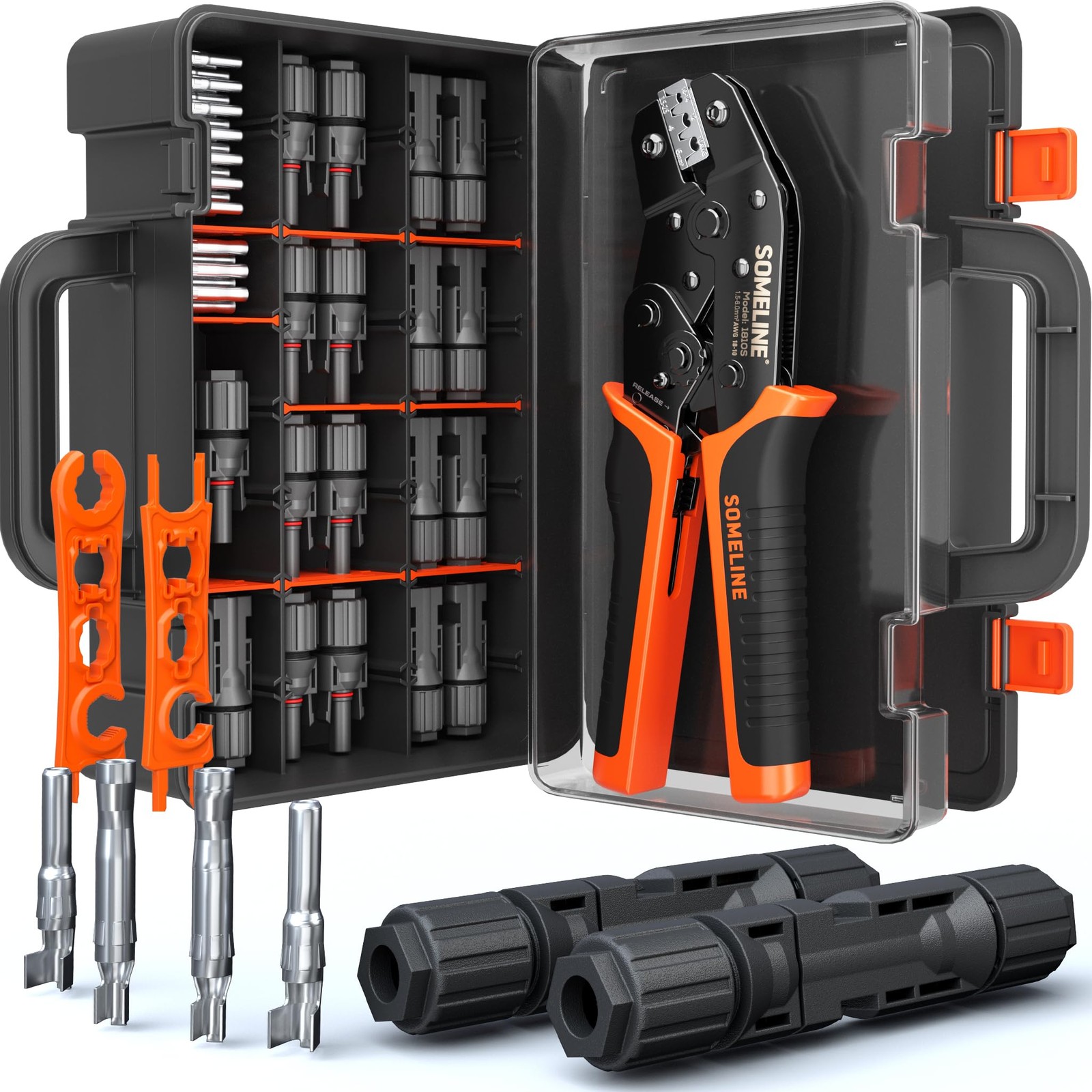 Solar Crimping Pliers 1410 AWG Wire Connectors Electrical Terminals 12 Pairs