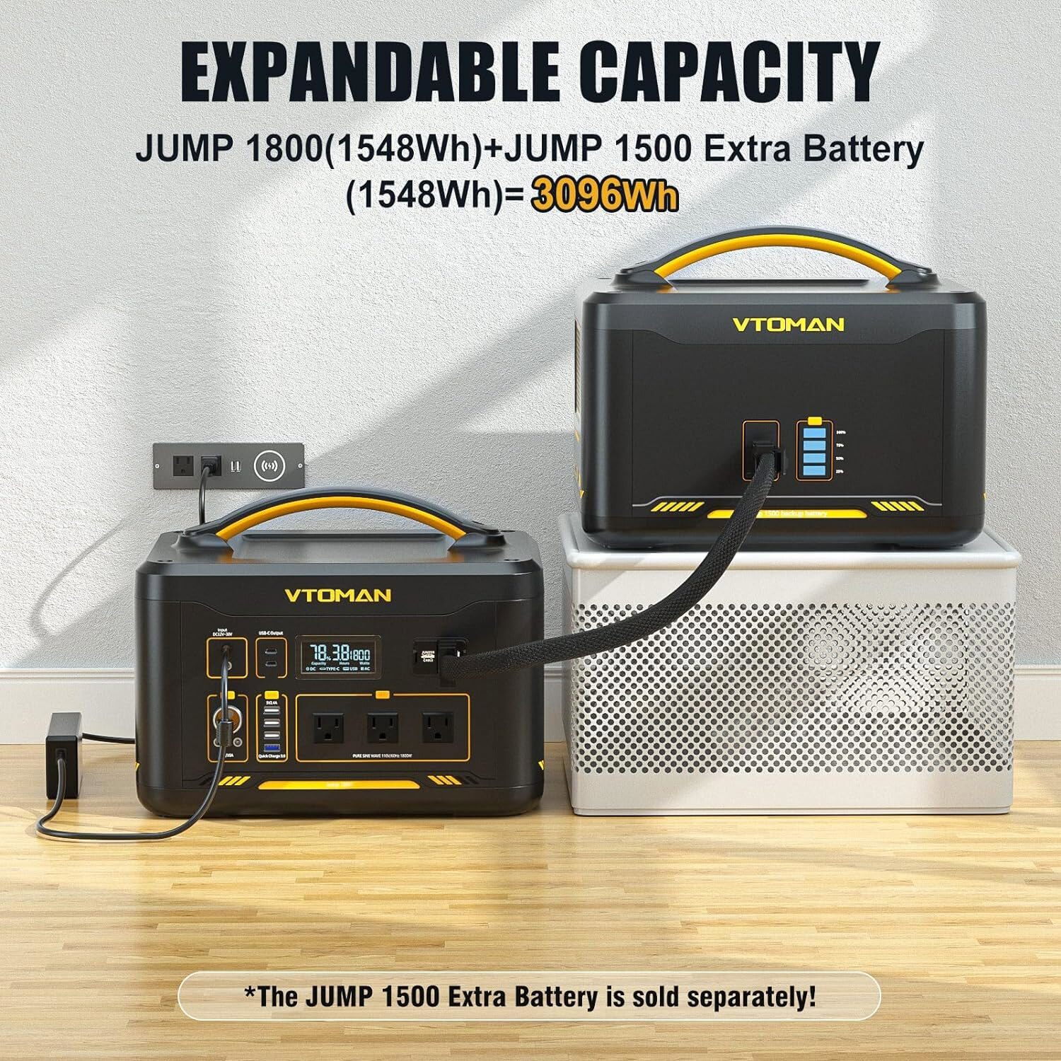 VTOMAN Jump 1800 Portable Power Station 1800W 1548Wh LiFePO4 Battery Generator