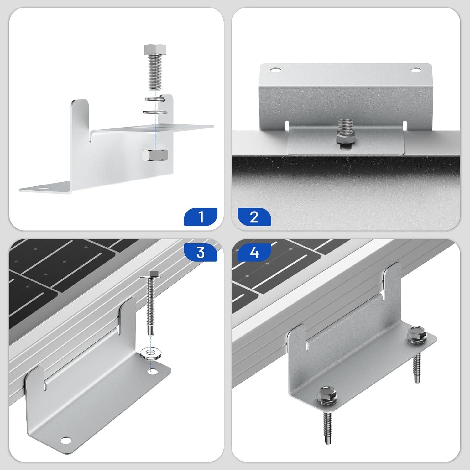AeternaSol Solar Panel Mounting Brackets System for PV RV Roof Off-Grid Garden