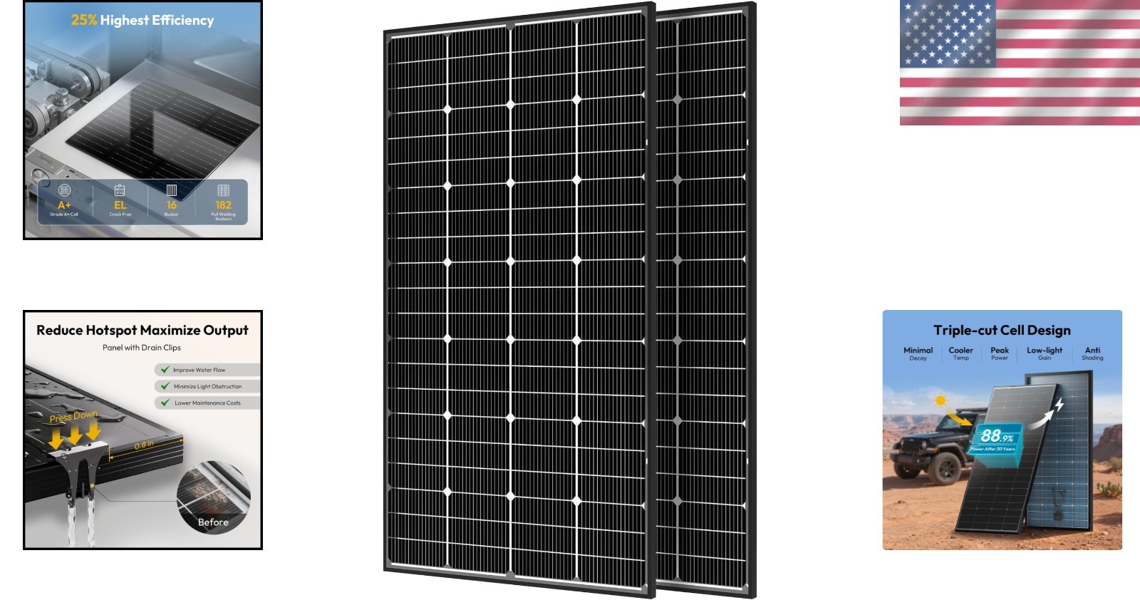 Advanced 400W Solar Panel Set – Bifacial N-Type 200W Modules for Homes & RVs