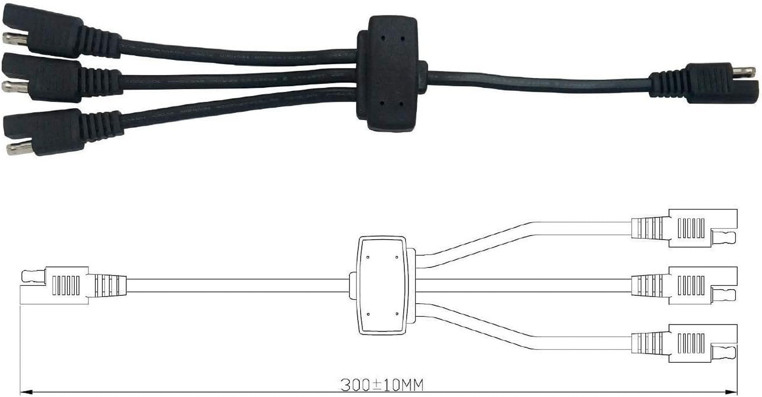 Panel Connectors, Extension Cable to Connect 3 Panels to 12V Battery